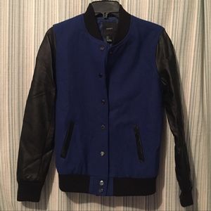 Women's Letterman Leather Sleeved Jacket